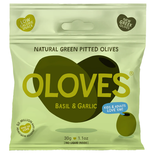 Ooloves Basil & Garlic Pitted Green Olives Snack Pack